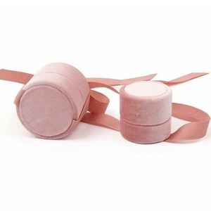 Pink Velvet Ring Jewelry Box With Elegant Bow